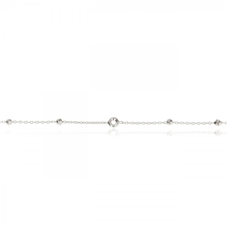 SETTING NECKLACE WITH ROUND HEADS AND D-CUT BEADS IN WHITE GOLD 18 KT