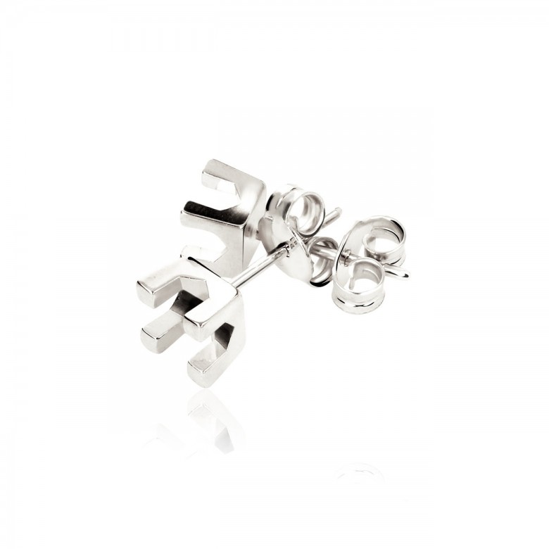 D-CUT SQUARE MILLED EARRING IN WHITE GOLD 18 KT
