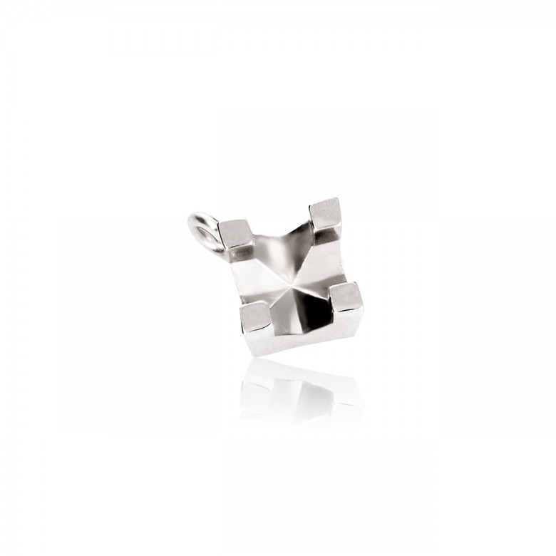 SQUARE MILLED PENDANT IN WHITE GOLD 18 KT