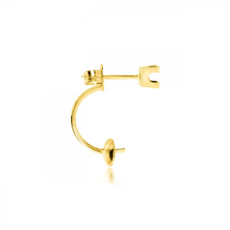 DOUBLE EARRING WITH GRIFF AND PEARL CAP IN YELLOW GOLD 18KT