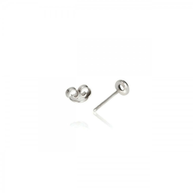 EARRING WITH ONE ROUNDED HEAD IN WHITE GOLD 18KT