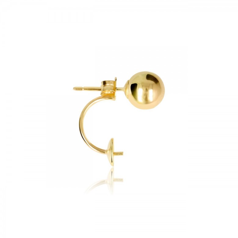 DOUBLE EARRING WITH BEAD AND PEARL CAP IN YELLOW GOLD 18KT