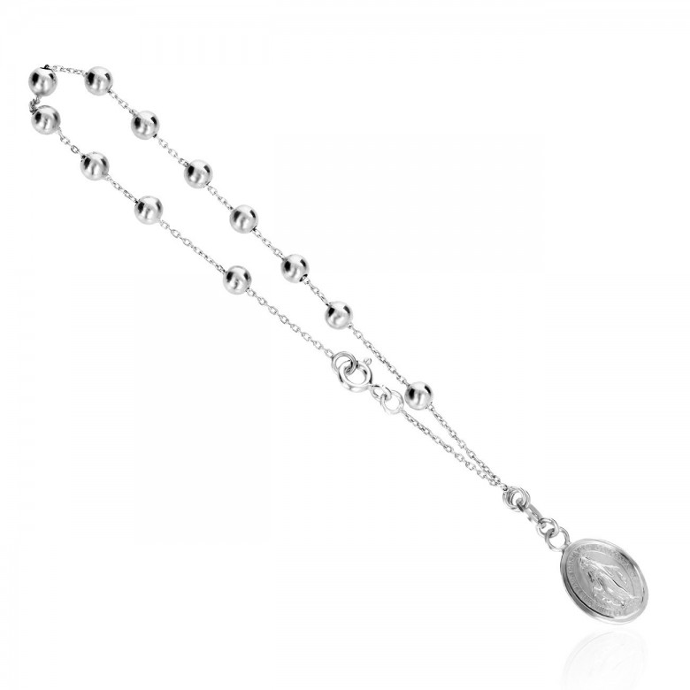 BRACCIALE ROSARIO CON PENDENTE IN ARGENTO RODIATO 925