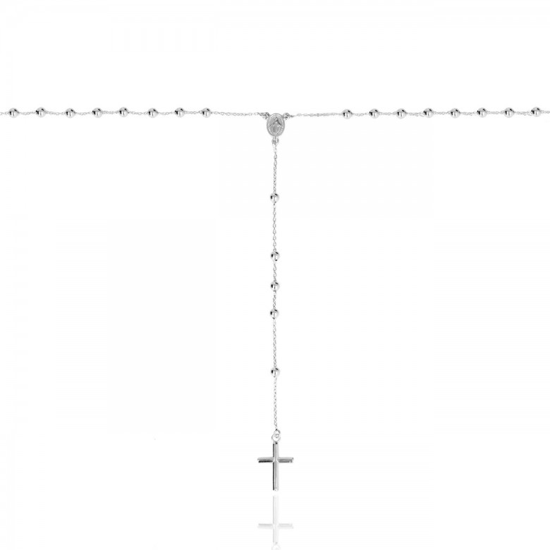 ROSARY NECKLACE IN WHITE GOLD WITH RHODIUM TREATMENT 18 KT
