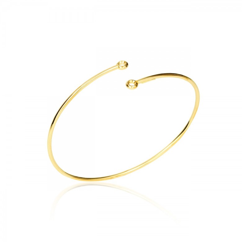 BRACCIALE CONTRARIE' A CANNA CON 2 CASTONI ROTONDI IN ORO GIALLO 18 KT