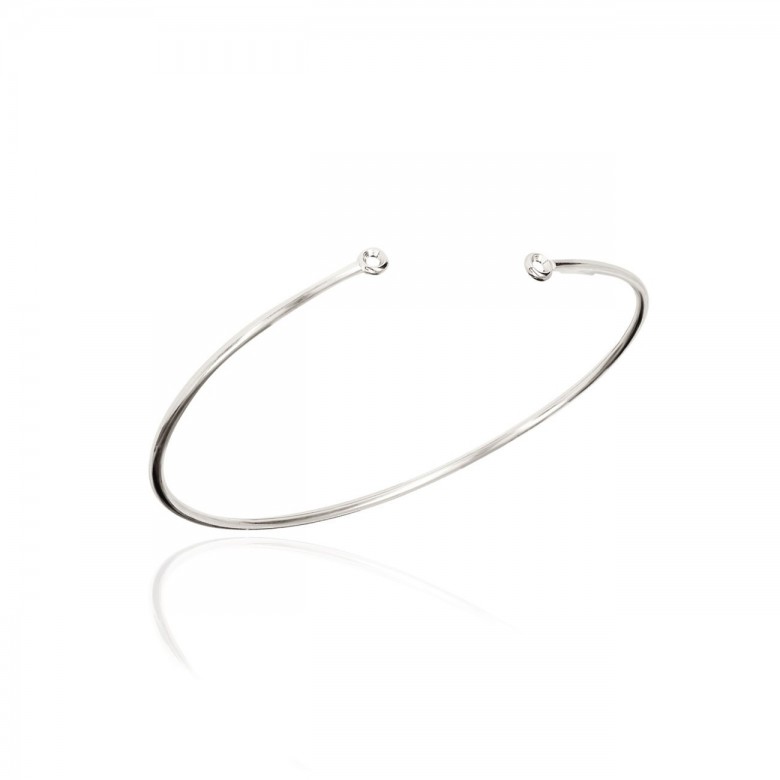 BRACCIALE RIGIDO A CANNA CON 2 CASTONI IN ORO BIANCO 18KT.