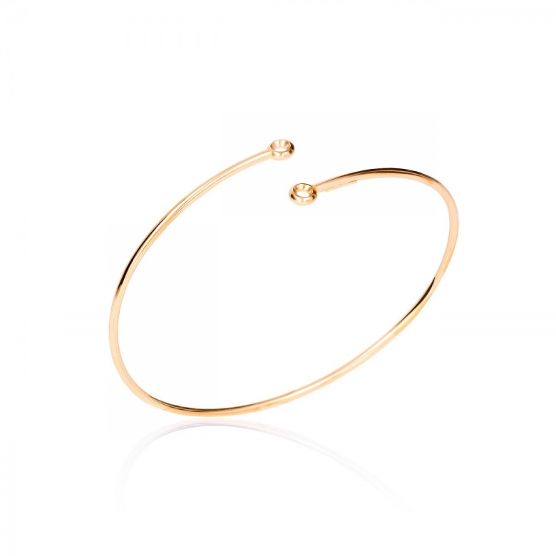 BRACCIALE CONTRARIE' A CANNA CON 2 CASTONI ROTONDI IN ORO ROSSO 18 KT