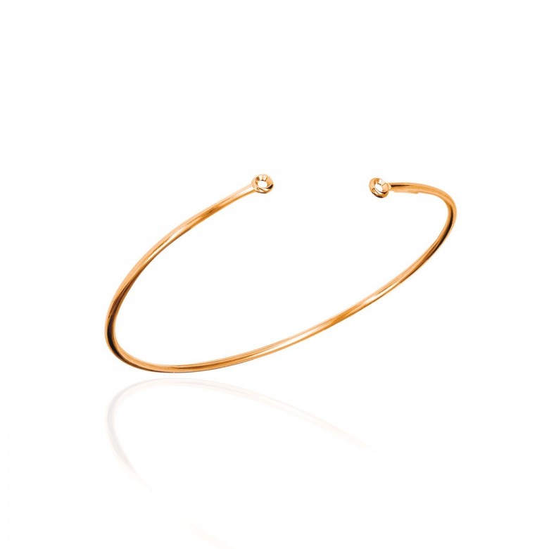 BRACCIALE RIGIDO A CANNA CON 2 CASTONI IN ORO ROSSO 18KT.