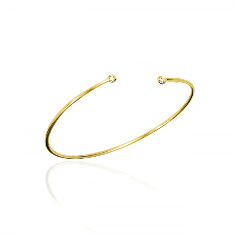 BRACCIALE RIGIDO A CANNA CON 2 CASTONI IN ORO GIALLO 18KT.