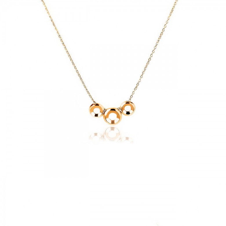 CATENA ROLO' CON 3 CASTONI ROTONDI IN ORO ROSSO 18 KT