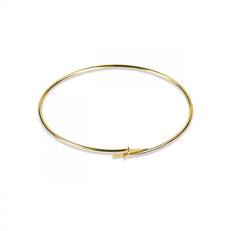 BRACCIALE CONTRARIE' RIGIDO CON PERNI PER PERLE IN ORO GIALLO 18 KT