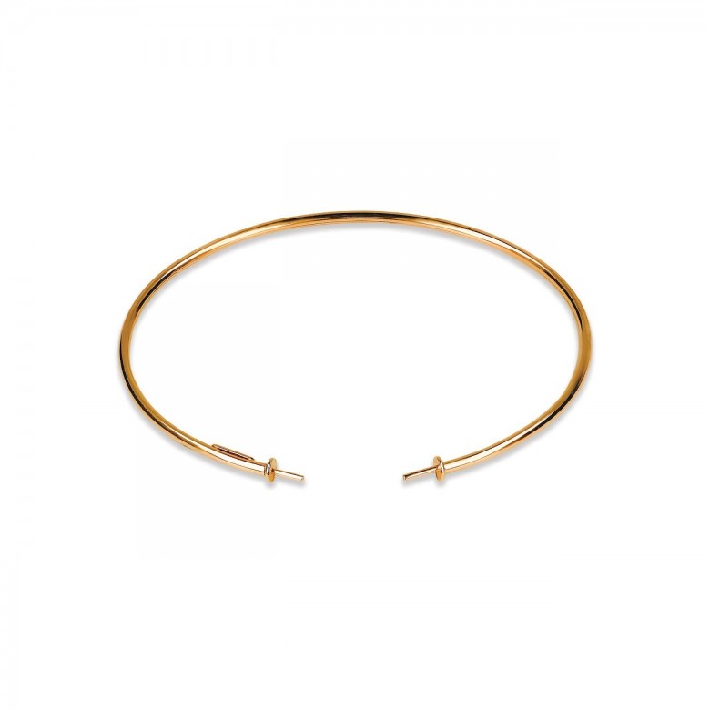 BRACCIALE RIGIDO CON PERNI PER PERLE IN ORO ROSSO 18 KT