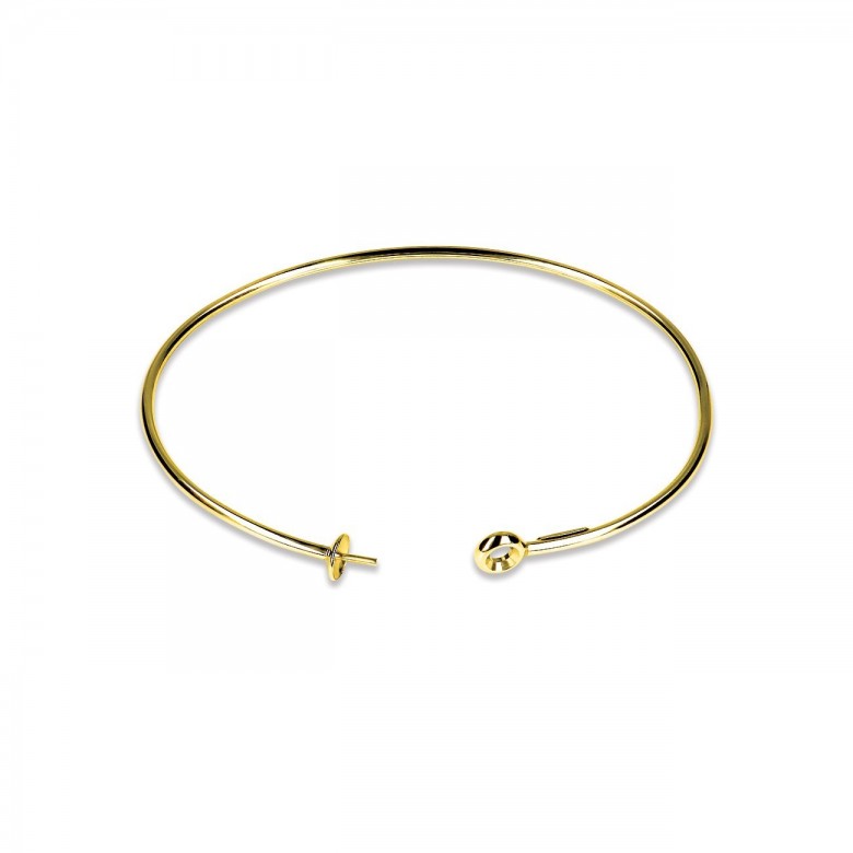 BRACCIALE RIGIDO CON CASTONE E PERNO PER PERLA IN ORO GIALLO 18 KT