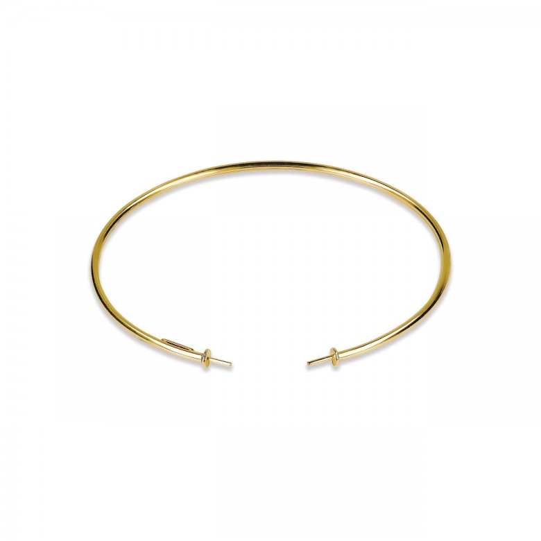 BRACCIALE RIGIDO CON PERNI PER PERLE IN ORO GIALLO 18 KT