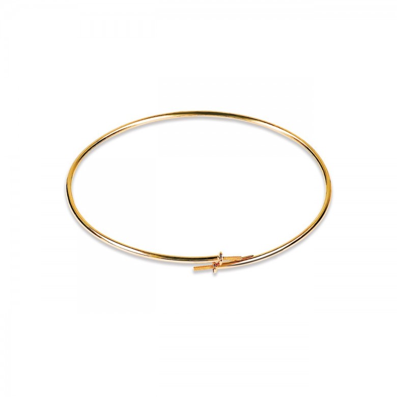 BRACCIALE CONTRARIE' RIGIDO CON PERNI PER PERLE IN ORO ROSSO 18 KT