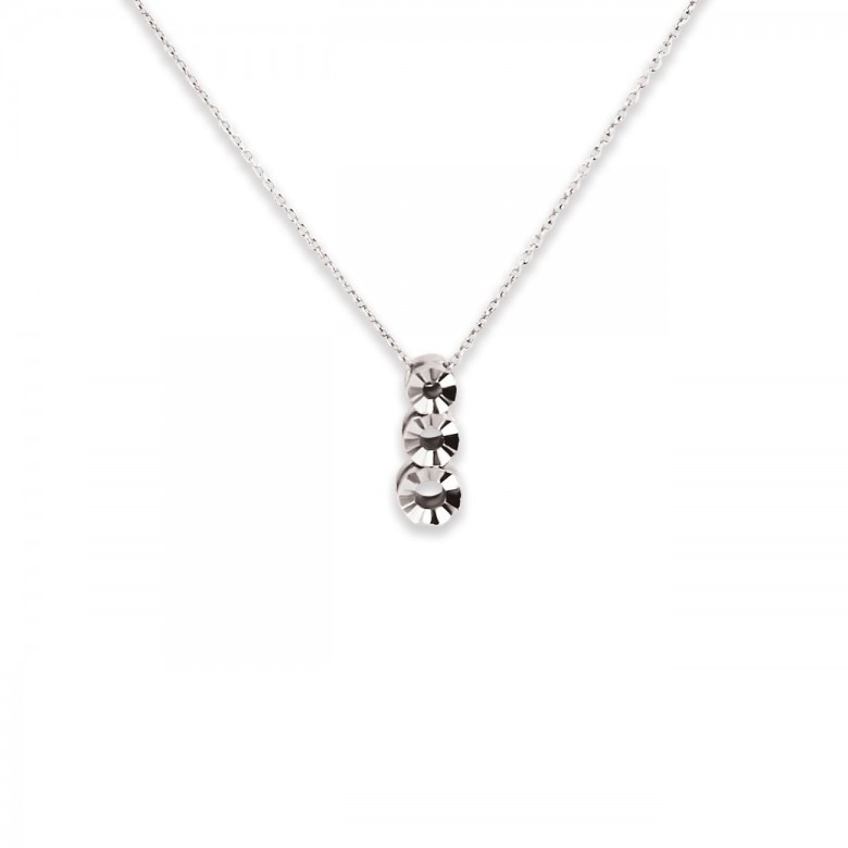 CATENA ROLO' CON 3 CASTONI ROTONDI IN ORO BIANCO 18 KT