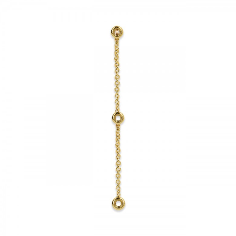 PENDANT EARRING WITH THREE ROUNDED HEADS IN YELLOW GOLD 18KT