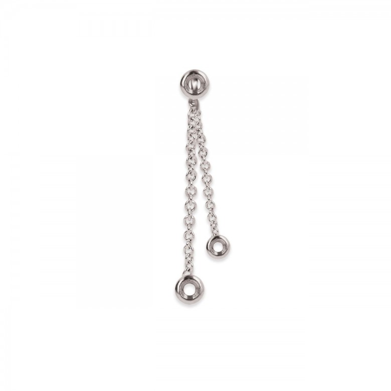 PENDANT EARRING WITH THREE ROUNDED HEADS IN WHITE GOLD 18KT