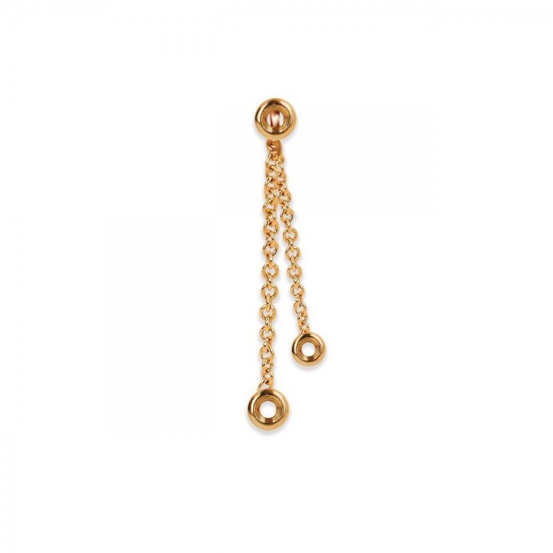 PENDANT EARRING WITH THREE ROUNDED HEADS IN RED GOLD 18KT