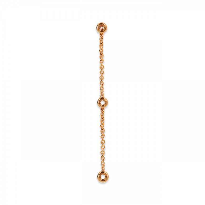 PENDANT EARRING WITH THREE ROUNDED HEADS IN RED GOLD 18KT