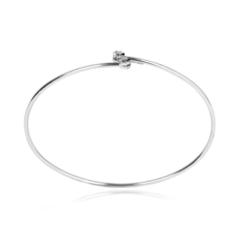 FLEXI BANGLE WITH 2 ROUND HEADS IN WHITE GOLD 18 KT
