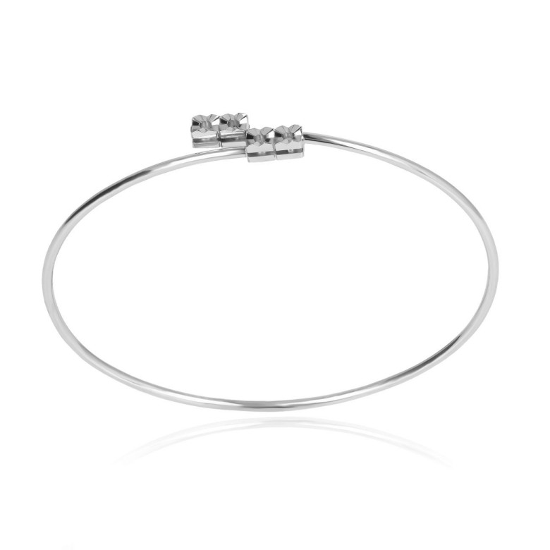 FLEXI BANGLE WITH 4 SQUARE HEADS IN WHITE GOLD 18 KT