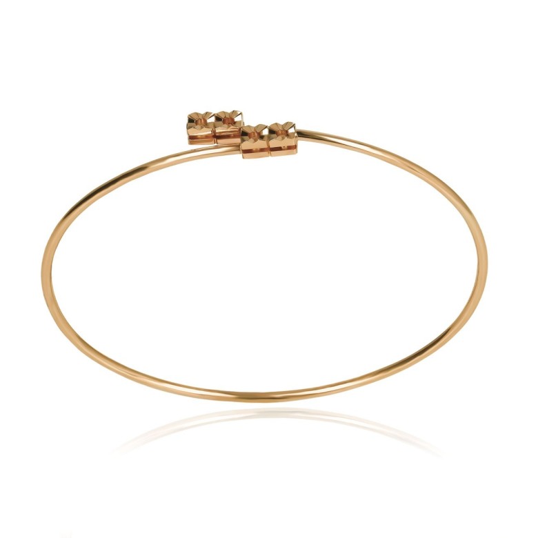 FLEXI BANGLE WITH 4 SQUARE HEADS IN RED GOLD 18 KT