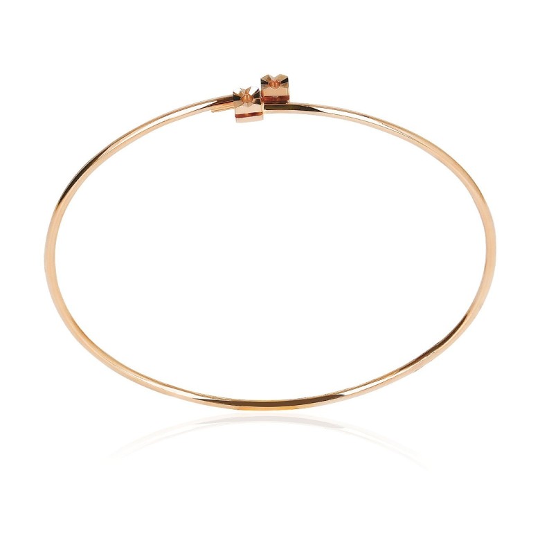 FLEXI BANGLE WITH 2 SQUARE HEADS IN RED GOLD 18 KT