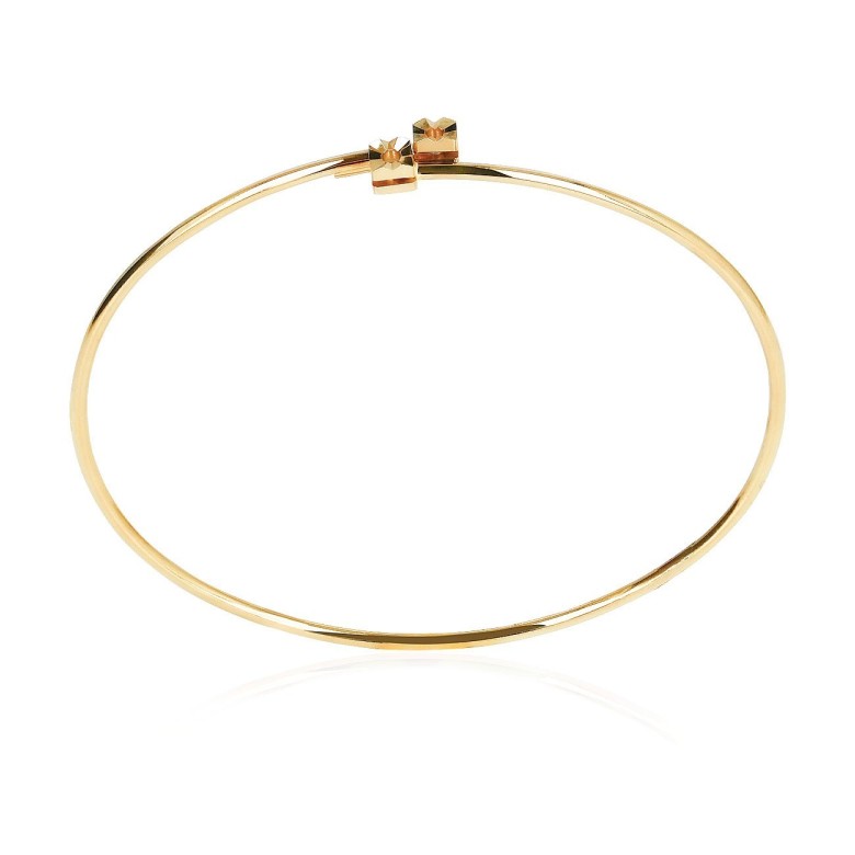FLEXI BANGLE WITH 2 SQUARE HEADS IN YELLOW GOLD 18 KT