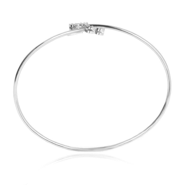 FLEXI BANGLE WITH 4 ROUND HEADS IN WHITE GOLD 18 KT