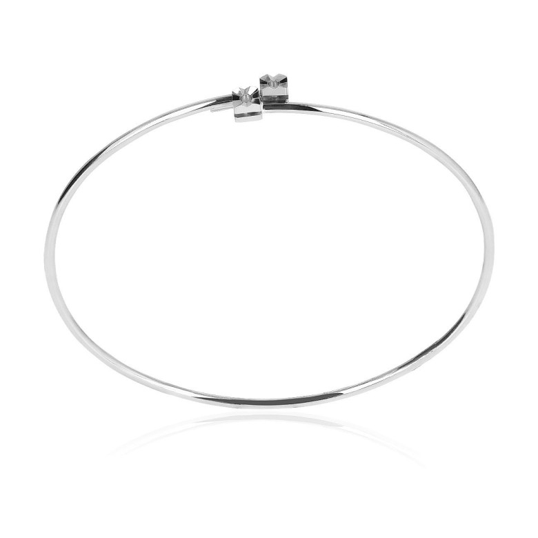 FLEXI BANGLE WITH 2 SQUARE HEADS IN WHITE GOLD 18 KT