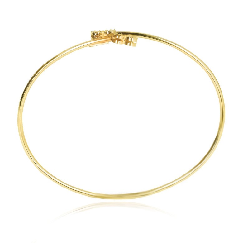 FLEXI BANGLE WITH 4 ROUND HEADS IN YELLOW GOLD 18 KT