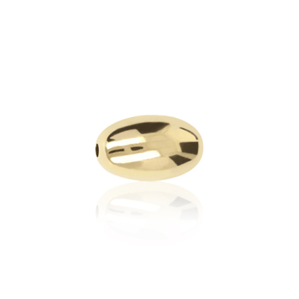 TWO-HOLE OVAL BEAD IN YELLOW GOLD 14 KT DIAMETER MM.9X2,6 HOLE X14,5 LENGTH