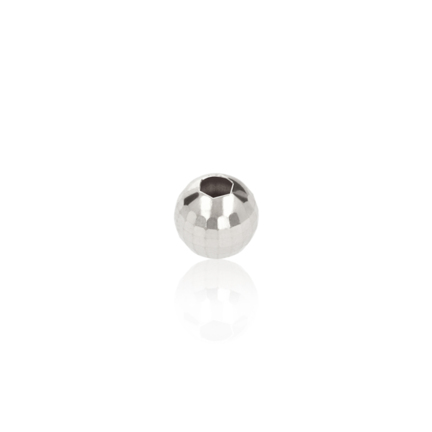 TWO-HOLE MEDIUM WEIGHT D-CUT BEAD IN WHITE GOLD 18 KT DIAMETER MM.8