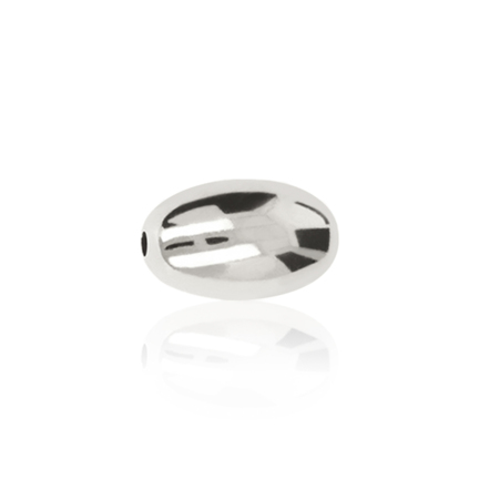 TWO-HOLE LIGHT WEIGHT OVAL BEAD IN WHITE GOLD 18 KT DIAMETER MM.10X2,8 HOLE X16,6 LENGTH