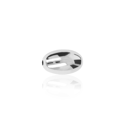 TWO-HOLE OVAL BEAD WITH RHODIUM TREATMENT 18 KT DIAMETER MM.8X2,3 HOLE X13,1 LENGTH