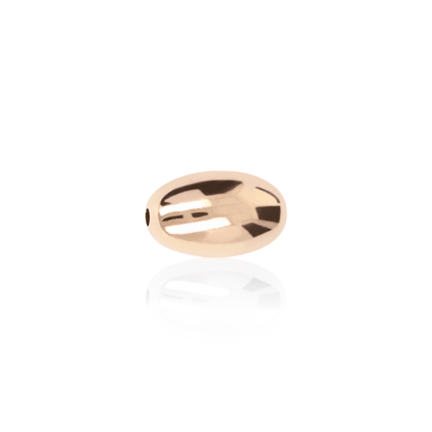 TWO-HOLE OVAL BEAD IN RED GOLD 18 KT DIAMETER MM.8X2,3 HOLE X13,1 LENGTH