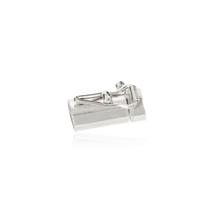 CHIUSURA CILINDRICA A CASSETTA IN ORO BIANCO 14 KT LARGHEZZA MM.6 X LUNGHEZZA MM.13,5