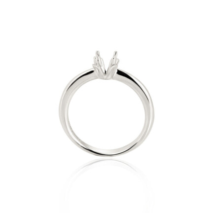 CASTED SOLITAIRE RING WITH PETAL HEAD 4 PRONGS AND ROUND SHANK
