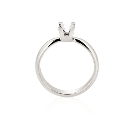 CASTED SOLITAIRE RING WITH CONICAL SQUARE GRIFF WITH CORPORAL 4 PRONGS AND HALF ROUND SHANK