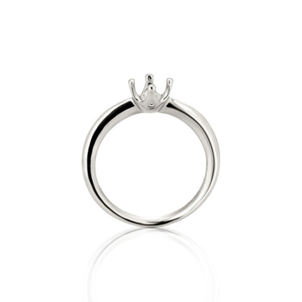 CASTED SOLITAIRE RING WITH LITTLE CROWN GRIFF 4 PRONGS WITH TRIANGOLAR SIDE CUT AND ROUND SHANK