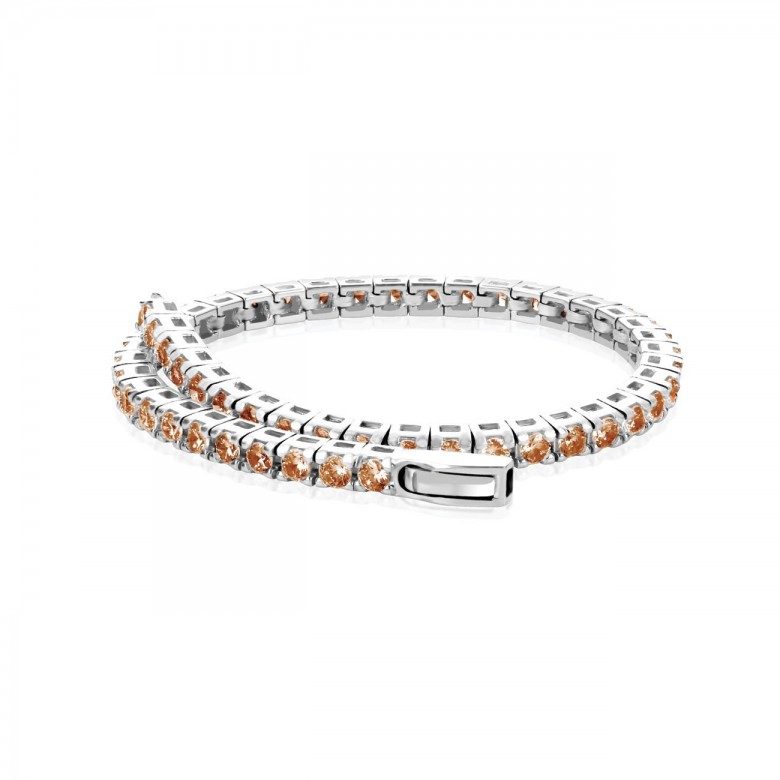 BRACCIALE TENNIS IN ARGENTO CON ZIRCONI COGNAC