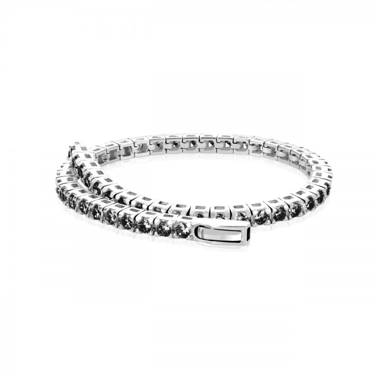 BRACCIALE TENNIS IN ARGENTO CON ZIRCONI NERI