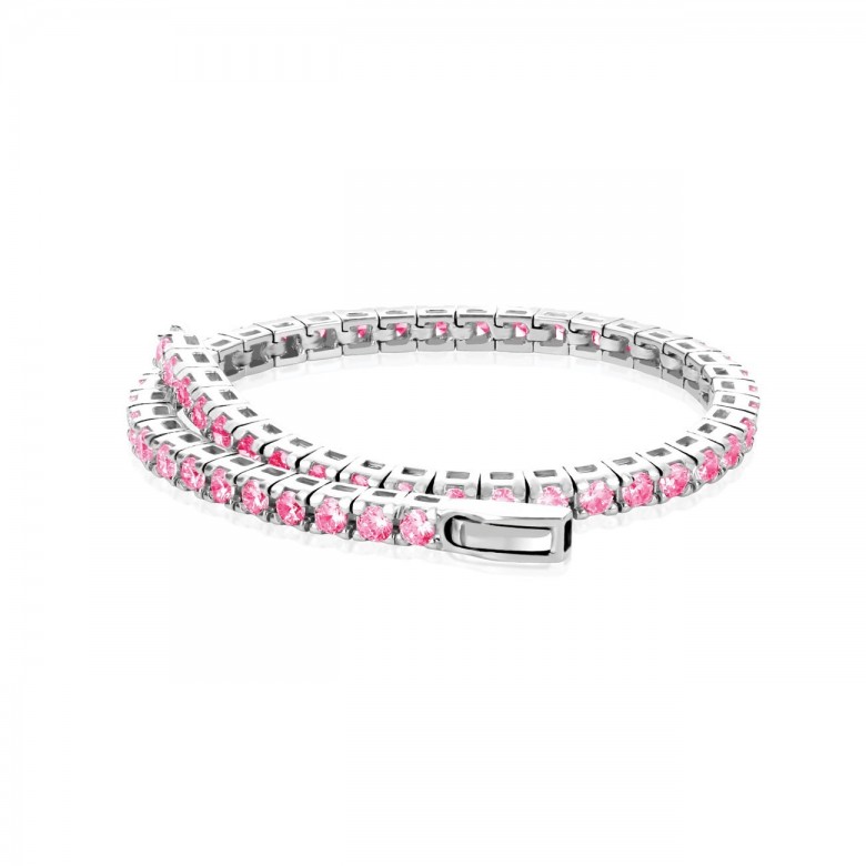 BRACCIALE TENNIS IN ARGENTO CON ZIRCONI ROSA