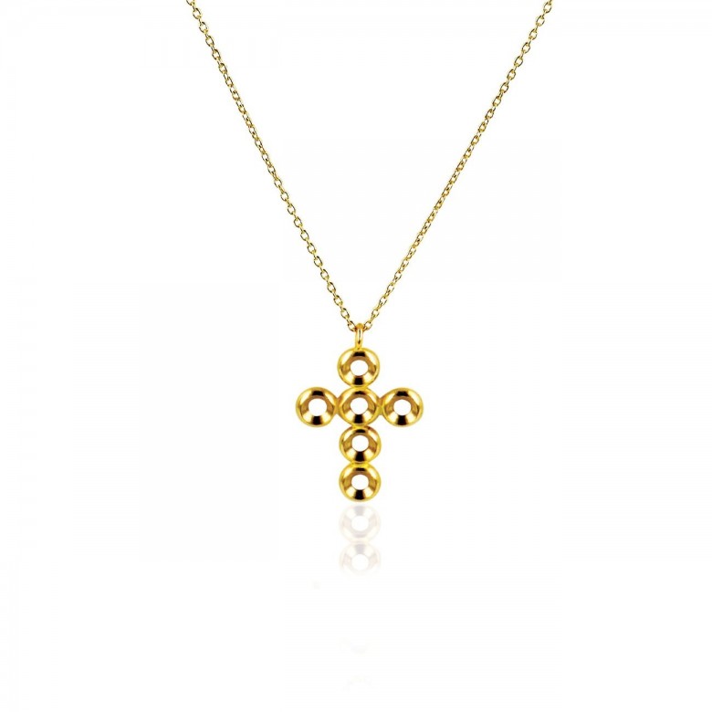 COLLANA CON CROCE A CASTONI TONDI