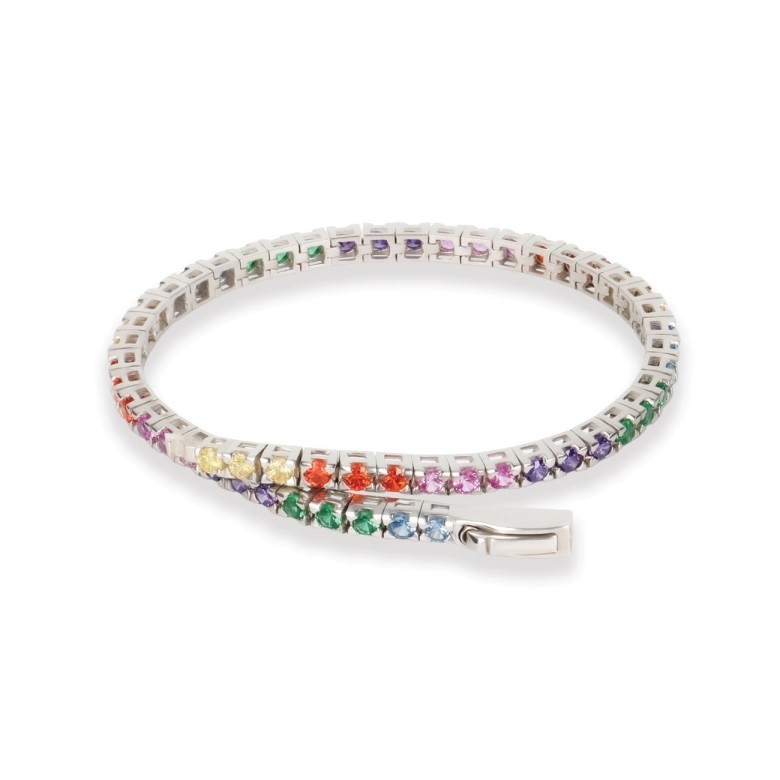 BRACCIALE TENNIS IN ARGENTO CON ZIRCONI MULTICOLORE