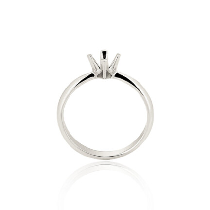 CASTED SOLITAIRE RING WITH CONICAL RHOMBUS HEAD WITH 4 PRONGS AND HALF ROUND SHANK